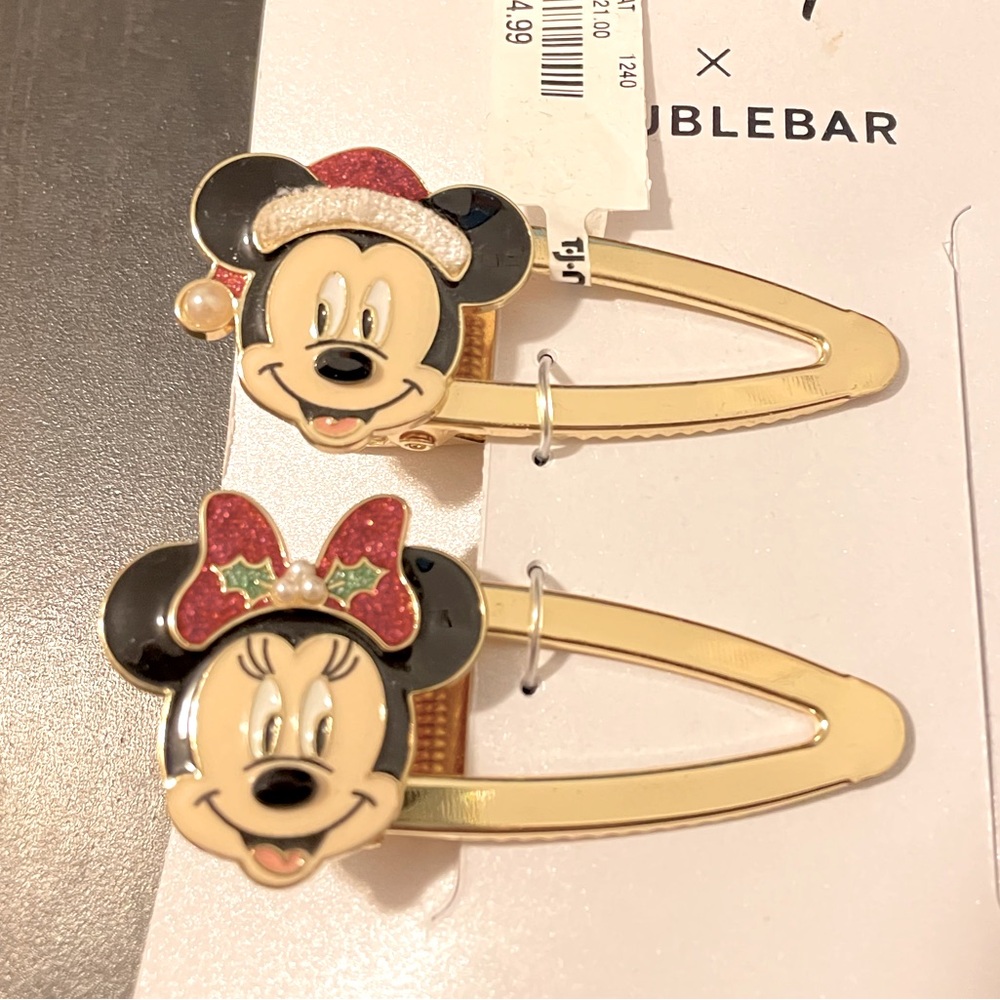 BaubleBar x Disney Mickey & Minnie Christmas Holiday Hair Clips